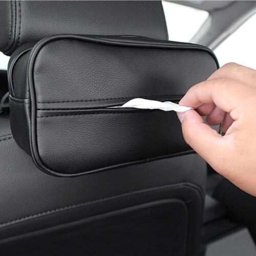 New High Quality Universal Car Armrest Box Sun Visor PU Leather Tissue Box Paper Case Organizer Car Accessories