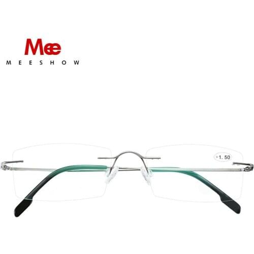 Meeshow Titanium Alloy Rimless Eye Glasses Ultralight Eyeglases Men Women Reader Myopia Reading Glasses +1.5 +2.0 -1.5 -2.5