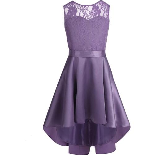 4-14Y Kids Elegant Flower Girls Lace Tulle Dress Princess Pageant Dresses for Wedding Bridesmaid Birthday Party Formal Dress