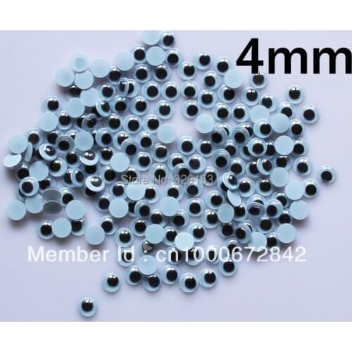 Plastic Black and Whitel round False without self-adhesive Movable Eye for doll 4mm 20000pcs/bag