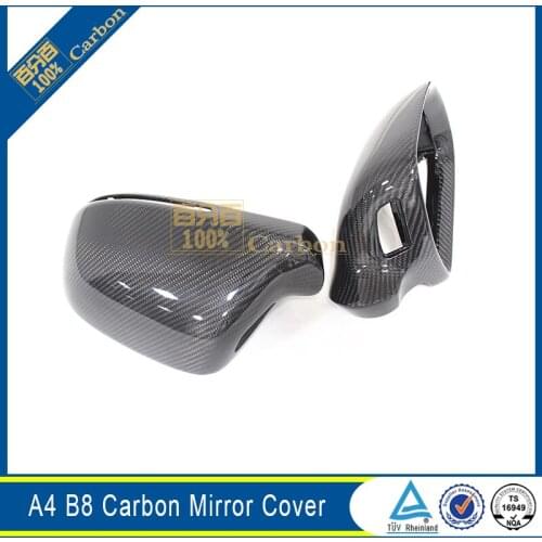 Full Replacement Carbon Fiber Rearview Mirror Cover For Audi A4 B8 With Side Assist