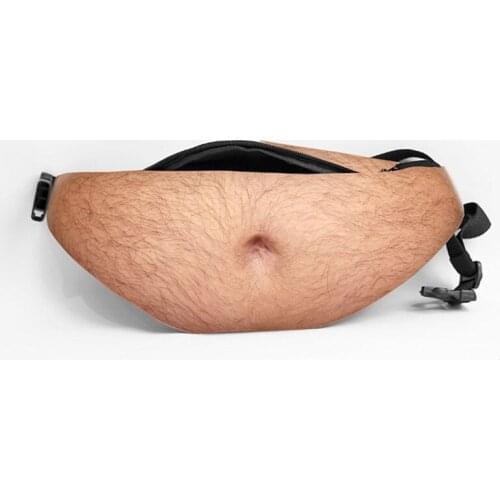 3D Woman Belly Pockets Belt Bag PU Novelty Men Beer Belly Waist Bag Travel Phone Anti-theft Organizer Waist Package