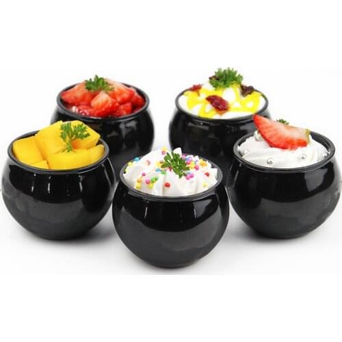 50pcs High quality ice cream dessert cake plastic cup 80ml mini small black/transparent disposable pudding cup with lid