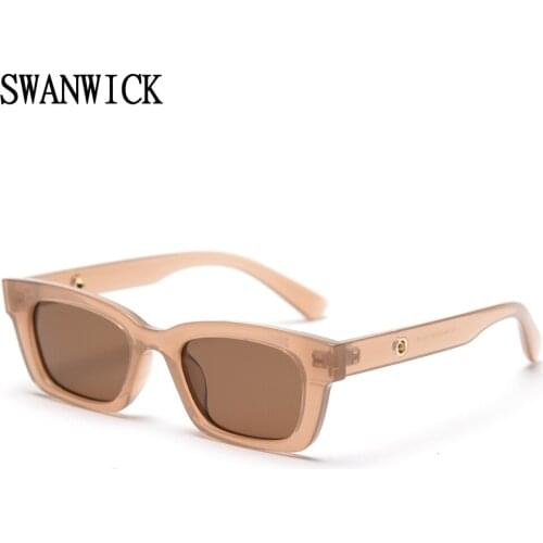 Swanwick small rectangle sunglasses women retro sun glasses for men TR90 polarized fashion black brown party 2021 korean style