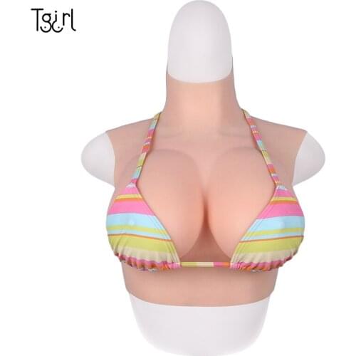 Tgirl Soft Silicone Filling Boobs Breast Forms Half Body Tight Suit E Cup Crossdresser