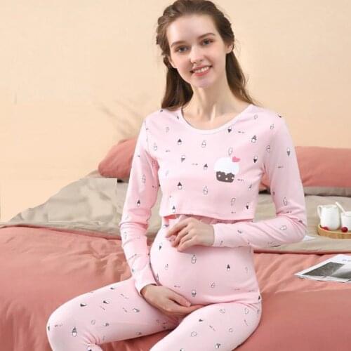 2020 Spring Breastfeeding Maternity Clothes Maternity Nightgown Sleepwear Sets Maternity Sleepwear Pregnancy Pyjama