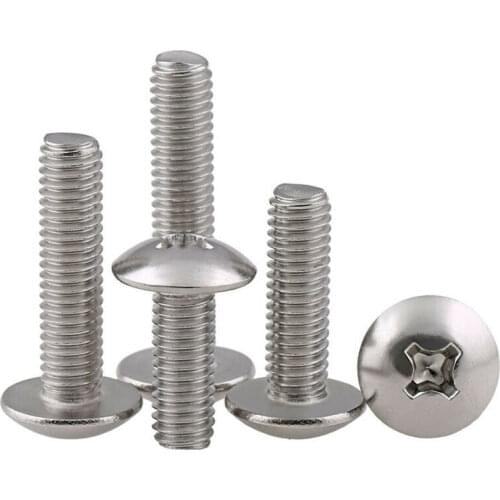 M4 M5 M6 Phillips Truss Mushroom Head Screws 201 Stainless Steel Cross Recessed Round Large Flat Head Machine Screw Bolts