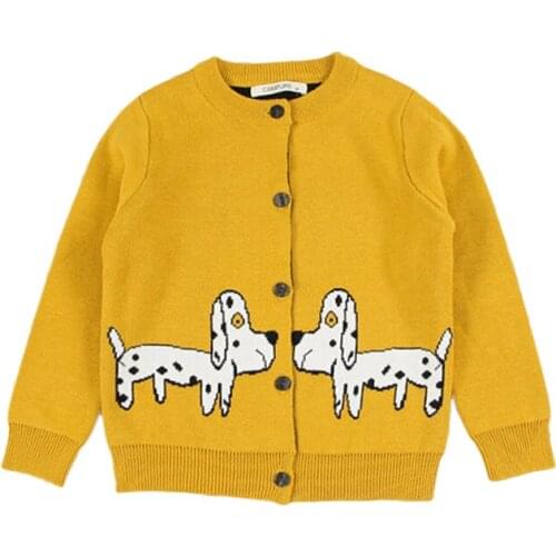 Boys Girls Knitted Sweaters Cardigan 2020 New INS Kids Cute Animal printing Autumn Winter Clothing Yellow For 12M-6Y GW98