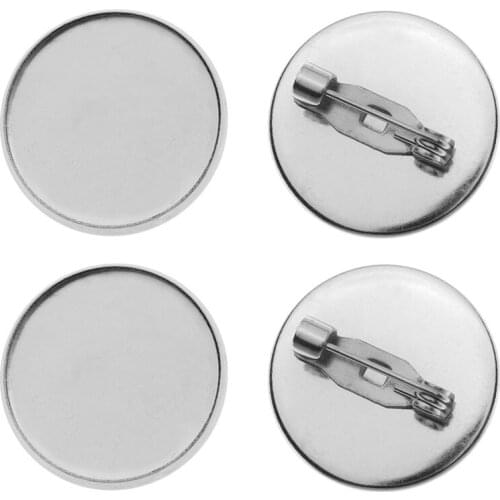 XINYAO 10pcs 16mm 18mm 20mm Stainless Steel Brooch Clasps Pin Disk Blank Cabochon Trays With Brooch Pins Cameo Base Setting