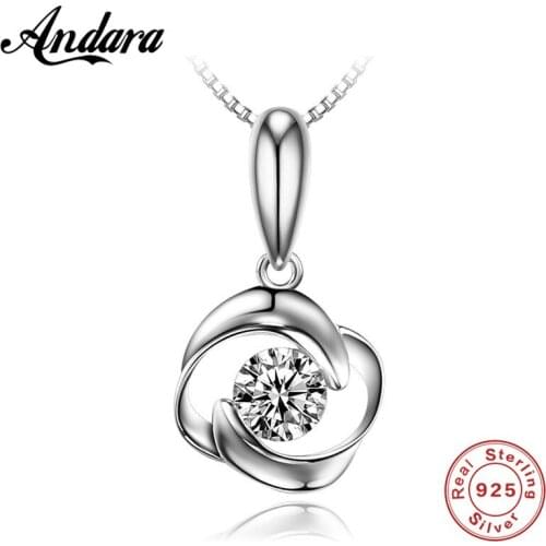 100% Silver 925 Jewelry Necklace Snowflake Zircon Pendant WomenS Necklace Chain Length 45cm
