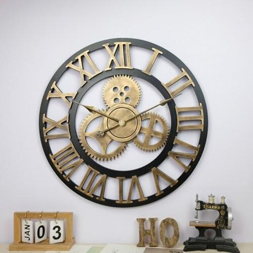 40/50cm Vintage Silent Wall Clock Arabic Roman Numeral Pendulum Clocks for Living Room Bedroom Kitchen Office Home Decor Gift