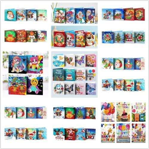 5D DIY Diamond Mosaic Greeting Cards Christmas Birthday Halloween Diamond Painting Kit Embroidery Birthday Gift Home Decoration