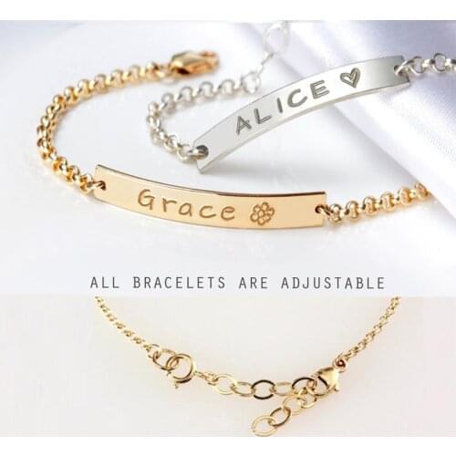 Custom Lovely Baby Name Bracelet Stainless Steel Adjustable Baby Toddler Child ID Bracelet-Personalized Girl Boy Friendship Gift