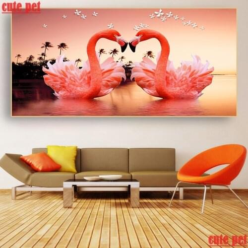 Large Diy diamond painting Lovers Flamingo full Square round drill crossstitch Diamond 5D Embroidery mosaic Embroidery decor
