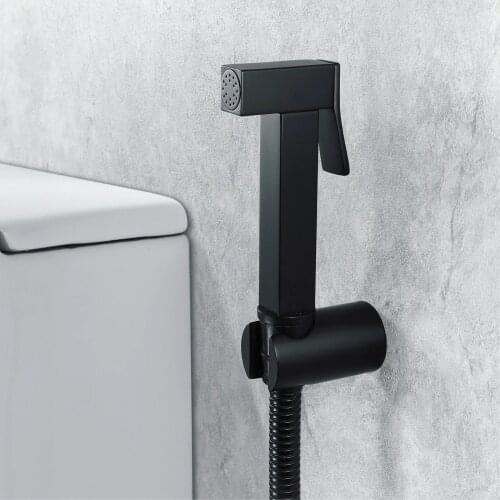 Black Bidet Faucet washer Stainless Steel Single Cold higienica water tap crane square shower bidet spray