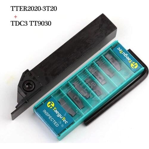 TTER1616 TTER2020 3T20 Tool Holders and 10pcs Carbide Inserts TDC2 TDC3 TDC4 TT9030 CNC Lathe Grooving Tool Slotting Tool Sets