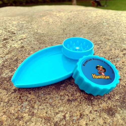 HONEYPUFF Premium Plastic Herb Grinder Tray 40MM Magnetizing Tobacco Grinders & Roll Combo All In One Smoke Pipes