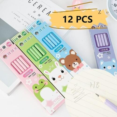 12Pcs/set Cute Candy HB Pencils Sketch Items Drawing Stationery Wooden Student Pencil For Kids Gift School Supplies