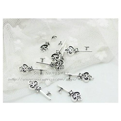 Sweet Bell 100 PCS 9*22MM Antique Color Zinc Alloy Metal Charms Key Diy Jewelry Findings Jewelry Accessories D0899