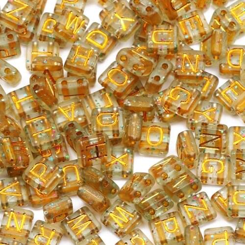 Fashion Clear Starry Sky Flat Square Acrylic Gold Letter Beads Loose Alphabet Beads Accessories For Jewelry Making Diy Handmade