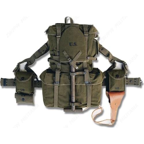 WW2 WWII KOREAN SOLDIER M1945 EQUIPMENT COMBINATION M1911 M1 POUCH & BELT AND SPADE World Military Store