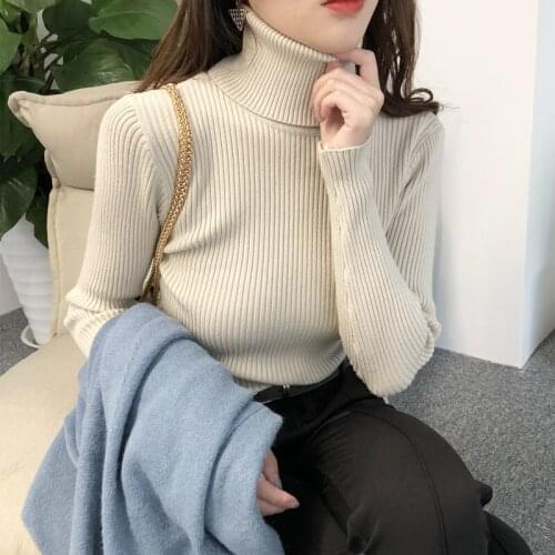 NEW! Women Knitted Turtleneck Sweaters Autumn Spring Winter 2021 Y2k Long Sleeve Korean Knit Jumper Casual Pullover High-collar