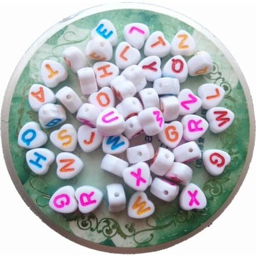 Wholesale Price 4*7MM Mixed A-Z Love Heart Shape Flat Acrylic Plastic Alphabet Letter Beads for DIY knit Braelet Making