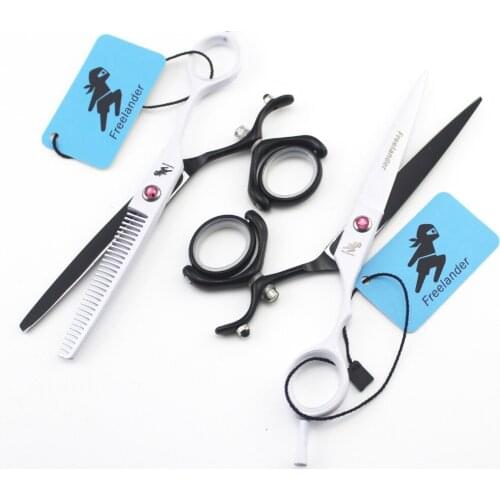 "Hairdresser Scissors Fashion Modeling Scissors Black and White Paint 6.0 Inch Stainless Steel Type Model Number Teeth Size"