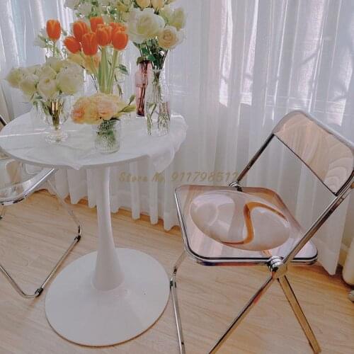 Transparent chair ins acrylic net red photo folding chair minimalist style stool makeup dining chair clothing store