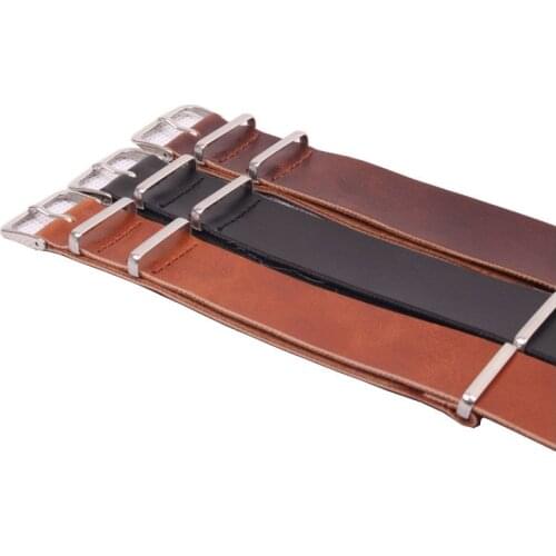 Buy 2 Get 10% OFF 18 mm NATO Brown black PU Leather Wholesale Fashion Watchband Watches Straps Wristwatch Band Buckle 18mm Belts