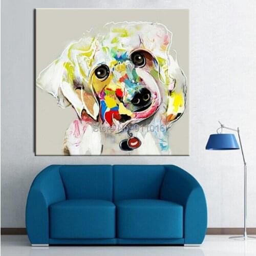 Handmade Abstract Picture Home Decor Lovely Dog Oil Painting On Canvas Modern Animals Wall Paintings Room Decor Hand Painting