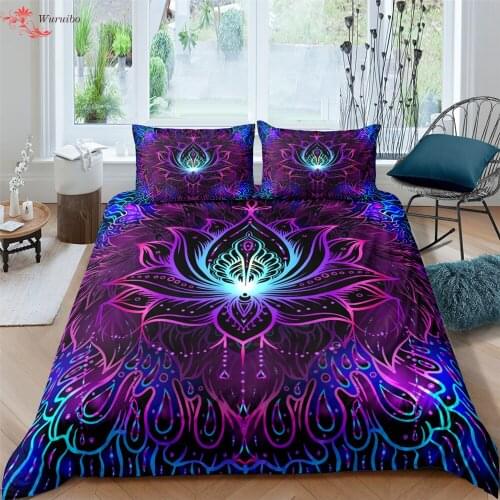 Bohemian Flower Luxury Lotus Mandala Bedding Set Comforter Duvet Cover Pillowcase Twin Full Bed Cover Set Queen King Bedclothes