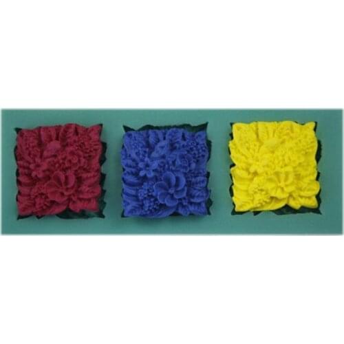 Silicone 3 Even Square Flower Fondant DIY Mold Chocolate Baking Non-stick Cake Pudding Pastry Mould Tools Gift