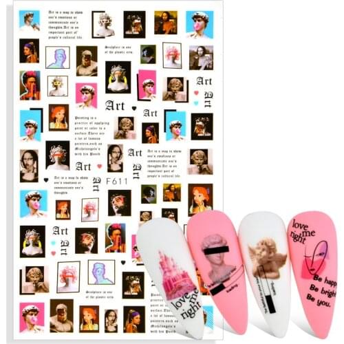 1pc Hepburn Sliders for Nails Inscriptions Letter Stickers Decal Human Face Manicure Nail Art Decoration Wrap