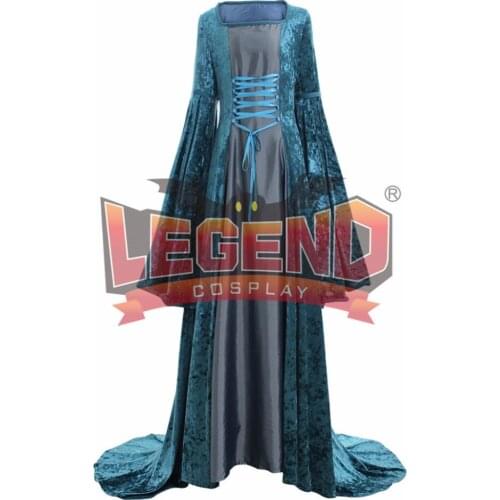 Medieval victorian green ball gown dress velvet dress custom made cosplay costume