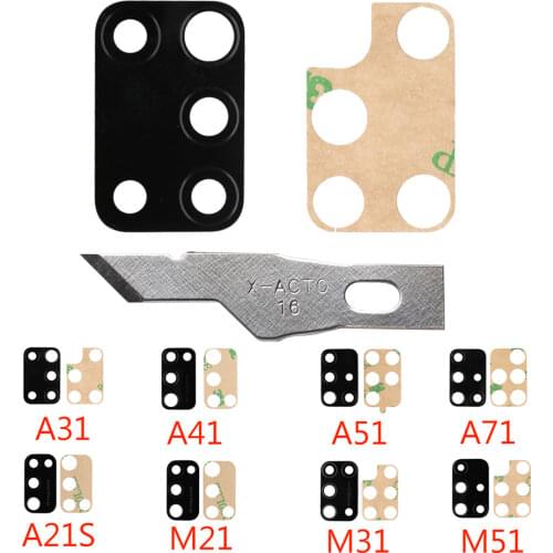 Rear Camera Glass Lens + Adhesive Sticker For Samsung Galaxy A21S A31 A41 A51 A71 M21 M30S M31S M51 A21s Main Back Camera Glass