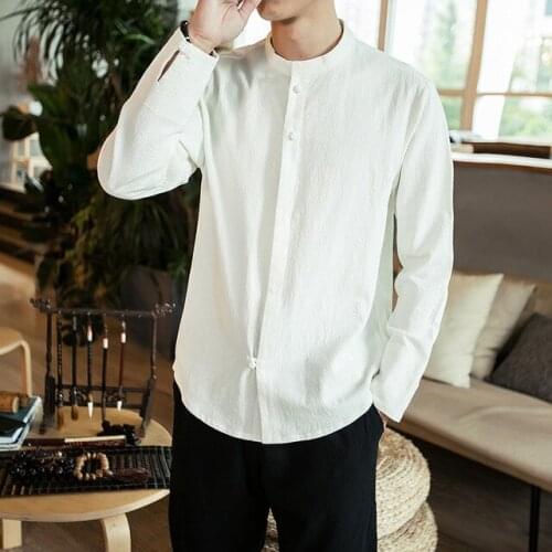 Traditional Chinese Clothing For Men Cotton Linen Shirts Jackie Chan Kung Fu Tai Chi Outerwear Male China Style Tops CN-023