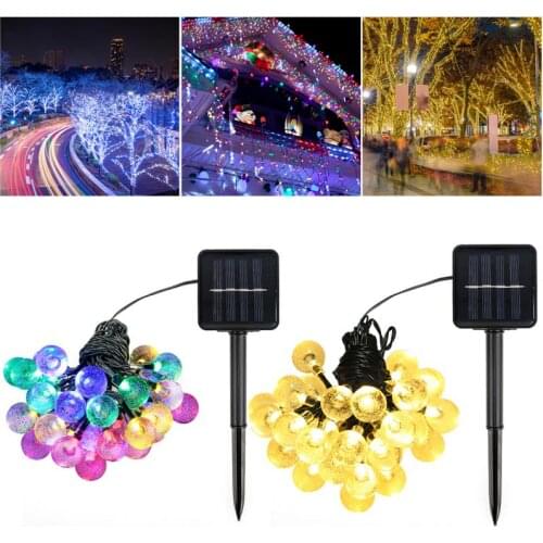 30 50 LED Solar String Ball Lights Outdoor Waterproof Warm White Garden Decor Wedding Party Light For Garden Decoration