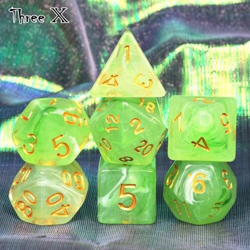 7pcs Polyhedron Dice Set with Nebula Effect Dnd Rpg Board Game Family Party Funny Table s Games