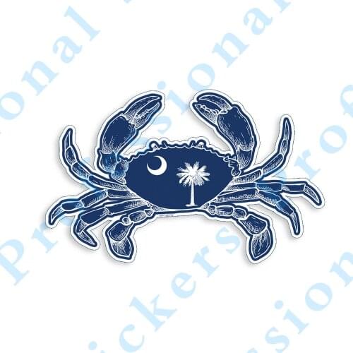 Funny Stickers South Carolina Crab SC Flag Sticker Beach Sea Cup Cooler Car Window Bumper Decal Motorcycle Vinyl Decals