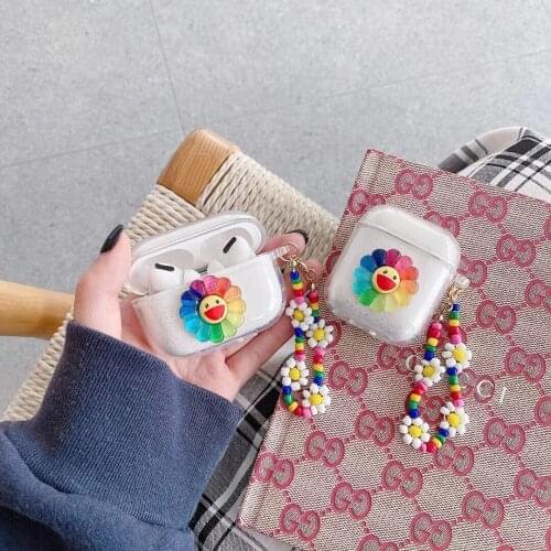 Cute Cartoon Sunflower Protective Case Cover For Airpods 1 2 3 Pro Earphone Cover For AirPods Accessories Flower Bracelet