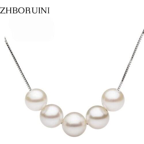 ZHBORUINI Fashion Pearl Necklace Pearl Jewelry Perfect Circle Natural Pearl Pendants 925 Sterling Silver Jewelry For Women Gift