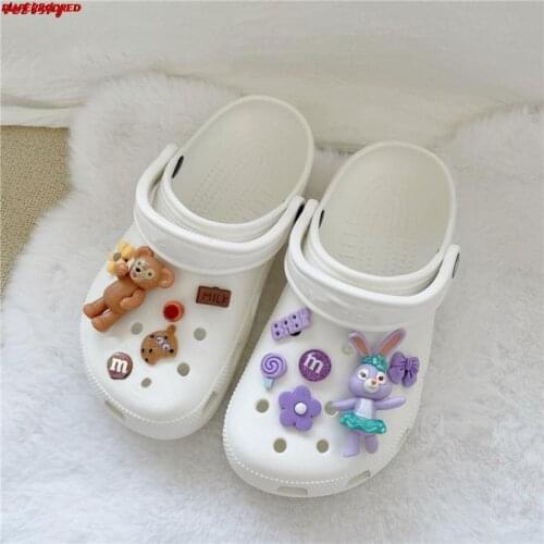1 set Cute Bear Flower Charms Designer Charms Accessories Clog Shoe Button Decoration