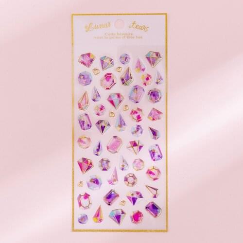 1 Sheet Pink Diamond Gem Crystal 3D Decorative Sticker Diary Notebook Decoration for Keyboards Home Decor