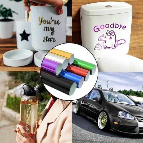 1pcs Holographic Vinyl Sparkle Self Adhesive Chrome Vinyl Film Sheet Roll for DIY Cup Car Wall Wraps Sticker Crafts Decorations