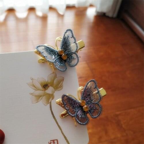 10pcs/lot Exquisite Embroidery Butterfly Hairpins Crystal Rhinestone Bow Elegant Bangs Hair Clips for Girls Vintage Accessories