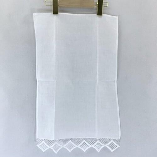 12 PCS Fashion White Linen Tea Towel -14x22"Cloth Guest Hand Dish Kitchen Bathroom Towels with Lace edges