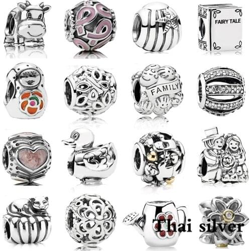 2019 NEW Thai Silver Retro Cow Butterfly Blooming Garden Watering Can Book Cat Beaded Charm Collection Original Limited Edition
