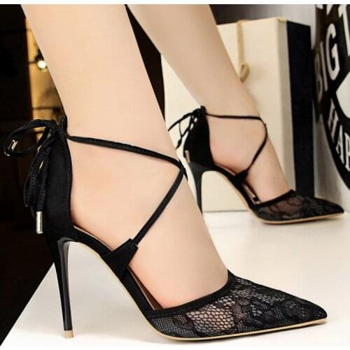 2021 Womens Pumps Shoes Ankle Strap Sandals For Women Cross-tied Pumps For Women High Heel Shoes Lace Sandals Ladies Pumps