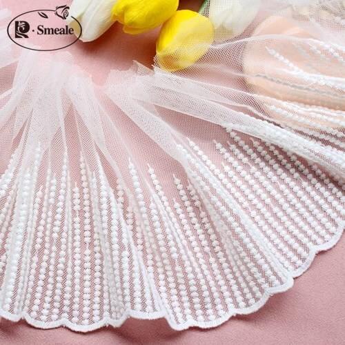 3yards/ Lot Width 18cm White Cotton Wire Embroidered Lace Fabric DIY Handmade Lace Materials, Clothing Accessories Lace RS1839
